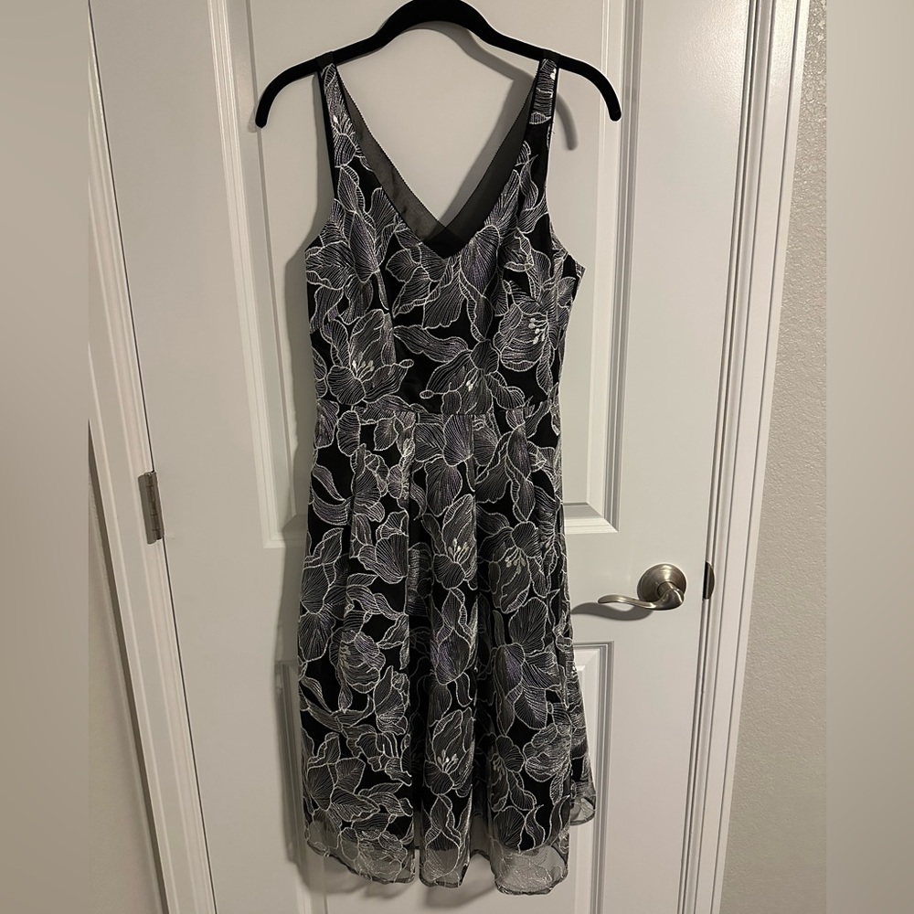 White House Black Market formal white and black tea dress